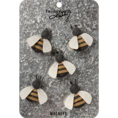 PRICES MAY VARY. SET OF 5: Set includes 5 felt bee magnets. DIMENSIONAL DESIGN: Magnets feature dimensional felt bee designs. PACKAGED ON A METAL BACKER CARD: Magnets are packaged on a galvanized metal backer card. GREAT FOR GIFTING: Bee magnets make a great gift! DESIGNED IN THE USA: This product was proudly designed in the USA. Bee Magnets, Bee Kitchen Decor, Beehive Decor, Felted Bee, Beehive Art, Bee Kitchen, Bee Plush, Felt Magnet, Glass Refrigerator