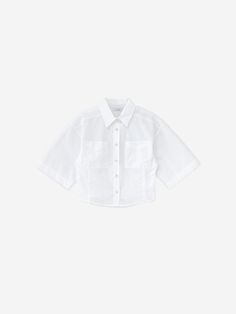 Composition : COTTON 30%/ NYLON 70%Country of Origin : KOREA White Short Sleeve Work Shirt With Pockets, Classic White Cotton Cropped Shirt, White Short Sleeve Shirt With Pockets For Spring, White Relaxed Fit Cropped Shirt For Summer, Modern White Summer Shirt, White Relaxed Fit Cropped Button-up Shirt, White Relaxed Fit Short Sleeve Shirt With Spread Collar, Modern White Collared Short Sleeve Shirt, White Short Sleeve Shirt With Spread Collar And Pockets