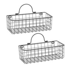 two wire baskets with handles on each side