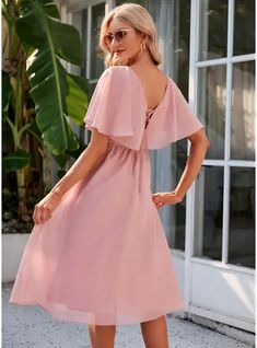 JJ's House No Chiffon Midi V-Neck Spring Summer A-line NO Dusty Rose S Height:5.7ft(174cm) Bust:33.5in(85cm) Waist:26in(66cm) Hips:36in(91cm) Dress. #JJ's House #No #Chiffon #Midi #VNeck #Spring #Summer #Aline #NO #DustyRose #S #Dress Wedding Guest Dresses Long, Informal Wedding Dresses, Chiffon Midi Dress, Short Sleeve Maxi Dresses, Midi Short Sleeve Dress, Long Sleeve Midi Dress, Custom Dresses, Modest Dresses, Midi Dresses