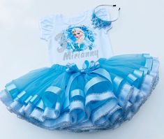 Elsa Frozen Birthday Tutu Outfit-Frozen Tutu Set-Frozen Tutu | Etsy White Princess Style First Birthday Set, Princess Style White Sets For First Birthday, White Princess Sets For First Birthday, Princess Style Fitted Tutu Dress For Birthday, Elsa Frozen Birthday, Frozen Tutu Dress, Girls Party Outfits, Frozen Tutu, Dress Birthday Party