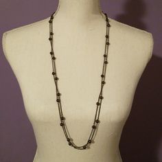 Apt.9 Black Bead And Chain Double Necklace. 34 Inches. Adjustable Long Necklace With Black Beads, Black Metal Long Chain Necklace, Adjustable Black Beaded Chain Necklace, Black Long Metal Beaded Necklace, Black Metal Long Beaded Necklace, Black Double Strand Necklace For Party, Black Metal Long Necklace For Party, Elegant Black Double Strand Layered Necklace, Black Beaded Chain Long Necklace