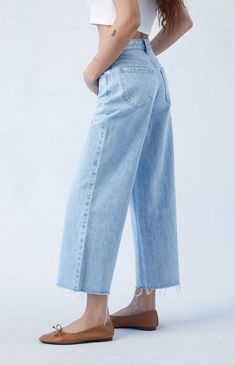 The Light Indigo Cropped Wide Leg Jeans from PacSun is a new classic you're gonna wanna cop now. These classic high-rise jeans get updated with a wide-leg fit for added comfort, a raw-cut hem, and a cropped length. 


	Model is wearing a size 26
	Model measurements: 5’6.5” height, 32” bust, 25” waist, 38” hip


Learn more about PacSun eco items Jeans Pacsun, Cropped Wide Leg Jeans, Shop Light, New Classic, High Rise Jeans, Model Measurements, Pacsun, Wide Leg Jeans, Leg Jeans