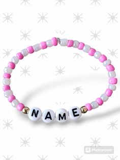 Customizable for every occasion Customized Pink Jewelry For Friendship, Trendy White Beaded Bracelet For Birthday, Trendy Custom Name Jewelry For Friendship, Trendy Customizable Jewelry For Friendship, Adjustable Casual Friendship Bracelets For Birthday, Resizable Casual Wristband For Friendship, Casual Resizable Friendship Wristband, Custom Name Pink Jewelry For Friendship, Trendy Name Bracelet For Birthday