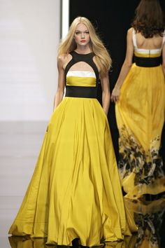 2008 Runway, Elie Saab Spring, Woman Suit Fashion, Designer Dresses Indian, Runway Pictures, Yellow Fashion, Express Dresses, Elie Saab, African Dress