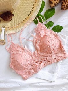 BLOSSOM BRALETTE (PINK SAND) Triangle Top Bra With Lace Closure, Pink Top With Removable Bra Pads For Spring, Pink Tops With Removable Bra Pads For Spring, Spring Cami Bra With Lace Trim, Spring Seamless Cami Bra, Seamless Cami Bra For Spring, Summer Low-cut Bra With Built-in Support, Spring Cami Bra With Removable Pads, Pink Seamless Bra For Spring