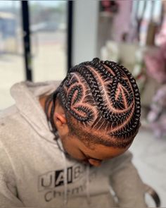 Braided Hairstyles For Men Black, Stitch Braids With Design Men, Heart Braids Men, Freestyle Braids For Men, Twist Hair Men, Heart Braids, Cornrow Styles For Men