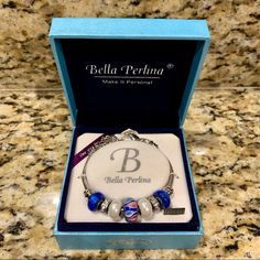 Bella Perlina Classic Charm Bracelet New In Box One Size Fits All Gift Box Included Silver Bracelet Blue Charms-Pearl Retail: $95.00 Ships In 24 Hours Or Less Blue Charm, Bracelet Blue, Blue Bracelet, Classic Blue, Silver Blue, Womens Jewelry Bracelets, One Size Fits All, Silver Bracelet, Gift Box