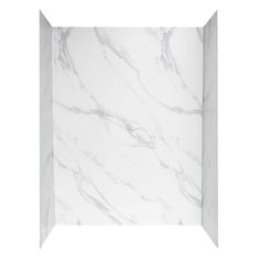 a white and grey marble shower stall