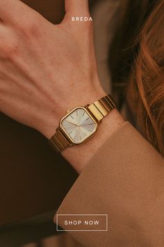 Our square faced Esther watch is the perfect addition for your outfit of the day. Tap below to view the full collection. Classic Watch Women, Pretty Watches, Womens Silver Jewelry, Inexpensive Jewelry, Trendy Watches, Vintage Watches Women, Gold Watches Women, Bracelet Watches Women, Watch Trends