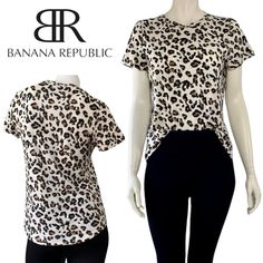 Something That's Always In Style? Leopard Print. Goes With Always Stylish Black And The Rich Browns And Neutrals That Are So 2024. Wear It Under A Black Blazer And Jeans For An Effortless City/Work/Office/Business Casual Look Or With Your Fave Leggings As You See Here. This Slub Cotton Tee Is The Excellent Quality You Expect From Banana Republic And So Soft! Measurements: Length: 24" Widths Measured Flat Across The Front: Pit To Pit: 19" (38" Circumference) Waist: 18" (36" Circumference) Across Fitted Graphic Print Tops For Loungewear, Leopard Print Relaxed Fit Short Sleeve Tops, Leopard Print Short Sleeve Top With Relaxed Fit, Relaxed Fit Leopard Print Tops With Short Sleeves, Leopard Print Tops With Relaxed Fit And Short Sleeve, Casual Leopard Print Top With Relaxed Fit, Casual Leopard Print Stretch Tops, Fitted Leopard Print Top With Crew Neck, Casual Short Sleeve Leopard Print Top