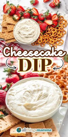 Cheesecake Dip social collage graphic Cheesecake Cream Cheese Dip, Cheesecake Cool Whip Dip, Cream Cheese Dipping Sauce Desserts, Cheesecake Fruit Dip With Pudding, Low Calorie Cheesecake Dip, Cream Cheese Dip For Crackers Sweet, Cream Cheese Recipes Dip Desserts, Vegan Cheesecake Dip, Strawberry Cheesecake Dip Easy