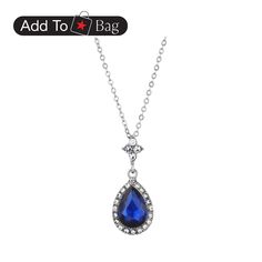 in stock Elegant Blue Teardrop Necklace, Blue Teardrop Pendant Jewelry For Party, Elegant Blue Teardrop Drop Necklace, Elegant Blue Drop Necklaces, Elegant Royal Blue Necklace For Party, Elegant Royal Blue Party Necklace, Blue Teardrop Drop Necklace For Formal Occasions, Formal Blue Teardrop Drop Necklace, Blue Teardrop Necklace For Party