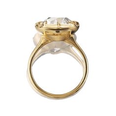 Gorgeous 5.65ct carat Collet-Set Antique Old Mine Cut Engagement Ring The Allie 5.65 ring is a VB original design made right here in NYC. The ring centers a GIA-certified 5.65-carat old mine cut diamond of S-T color, SI1 clarity. The stone is collet-set in an 18kt yellow gold setting. The ring is currently size 6 and can be resized! Why We Love It This ring is all about chunky and bold. A gorgeous, warm antique diamond is the center stone of this heavy gold look in this setting the balances anti Victor Barbone Jewelry, Yellow Gold Setting, Engagement Ring Cuts, Antique Diamond, Original Designs, Diamond Cuts, Yellow Gold, Engagement Rings, Stone