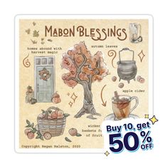 an advertisement for mabon blessing's, which is selling items from the store