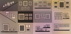 a bunch of different types of frames on a gray and black background with white squares