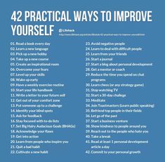 a blue poster with the words 42 simple habitts to make yourself better