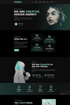 CriativoCreative Agency Portfolio Elementor Template KitWeb Templates s://be.elementor.com/visit/bta=66925brand=elementor Webdesign Portfolio, Minimalist Theme, Agency Portfolio, Website Design Inspiration Layout, Design Sites, Layout Web, Business Fonts