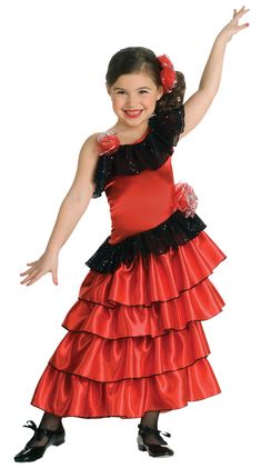 Established 2006 | Satisfaction GUARANTEED | Fast Shipping Click Here For More Great Items! | Follow us as your Favorite Seller Spanish Princess Child Costume Flamenco Fancy Dress Girl Book Week Headpiece Product Details: Your child will adore this beautiful Spanish princess costume! Perfect for any party or just for dress-up fun! Red dress with multi-tiered skirt and black accents with rose decorations near right shoulder and left hip. Also comes with headpiece. Child fits sizes: Medium (8-10), Spanish Dancer Costume, Princess Costumes For Girls, Princess Costume Kids, Spanish Costume, Flamenco Costume, Spanish Princess, Spanish Dress, Dancer Dress, Dancer Costume