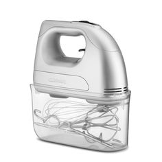 an electric hand mixer is shown on a white background