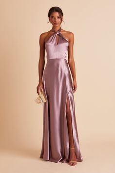 Metallic Bridesmaid Dresses, Mauve Bridesmaid, Mauve Bridesmaid Dress, Monica Dress, Bridesmaid Dresses Under 100, Satin Gowns, Satin Bridesmaid Dress, Dark Mauve, Birdy Grey