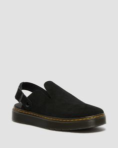 Shop Carlson Suede Casual Slingback Mules in Black at Dr. Martens. Free delivery on orders over $50 Carlson Mules, Shoe Sketches, Slingback Mules, Spooky Szn, Fur Accessories, Suede Mules, Tripp Nyc, Black Loafers, Brand Board