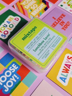 a close up of some cards on a table