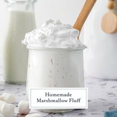 homemade marshmallow fluff in a glass jar