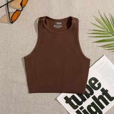 Color: brown, Size: M Sports Crop Tops, Colorful Crop Tops, Running Vest, Workout Tank Top, Sport Tank Tops, Top Crop, Casual Tank Tops, Workout Tanks, T Shirt Vest