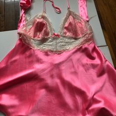 Victoria 'S Secret Fuchsia And Gold Lace Nightgown. Additional Information And Photos Available Upon Request. Slip Dress Y2k, Cami Slip Dress, Cotton Camisole, Lace Nightgown, Pink Bodysuit, Victoria Secret Lingerie, Lounge Dress, Mini Slip Dress, Purple Lace