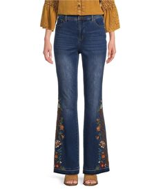 From Tru Luxe Jeans&#x2C; these jeans feature:Stretch denim fabricationHi-rise 5 pocket silhouetteFloral embroideryFringed hemCenter front zip/button closureApprox. 32" inseamCotton/polyester/spandexMachine washImported. Embroidered Mid-rise Flare Jeans For Fall, Mid-rise Embroidered Flare Jeans For Fall, Embroidered Denim Flare Jeans For Fall, Fall Embroidered Denim Flare Jeans, Medium Wash Bottoms With Floral Embroidery For Fall, Fall Denim Pants With Floral Embroidery, Fall Floral Embroidered Denim Jeans, Embroidered Dark Wash Jeans For Fall, Fall Season Embroidered Dark Wash Jeans