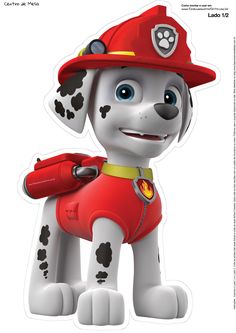 the paw patrol character is wearing a fireman's hat