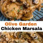 an image of chicken marsala with olive garden on top and the words olive garden above it