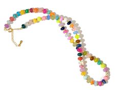 Colorful Multi Gemstone Necklace, Semi-Precious Rondelle Beads Tropical Beach Jewelry: The Tropics Necklace Beach Jewelry With Oval Gemstone Beads, Beach Oval Gemstone Beads Jewelry, Multicolor Beaded Jewelry For Vacation, Summer Multicolor Beaded Necklaces With Natural Stones, Multicolor Beaded Vacation Jewelry, Colorful Beaded Vacation Jewelry, Multicolor Faceted Beads Jewelry For Beach, Multicolor Gemstone Beaded Necklaces For Beach, Multicolor Gemstone Beads Necklace For Beach