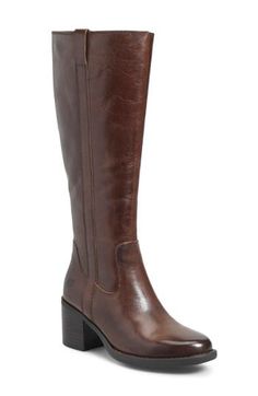 A lightweight feel and flexible sole up the comfort of this sleek knee-high boot built on a foam-cushioned footbed. 2 1/2" heel 14 1/2" shaft; 15" calf circumference Side zip closure Memory foam cushioning Leather upper/textile lining/rubber sole Imported Brown Knee High Boots, Brown Leather Boots, Brown Boots, Boot Shoes Women, Knee High Boots, Side Zip, Knee High, Rubber Sole, Memory Foam