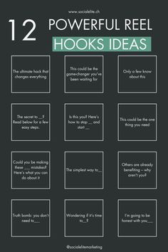Social Media Manager, Reels Ideas, Post Ideas, Carousel Ideas, Content Planning, Social Media Tips, Instagram Growth, Social Media Strategist, Powerful Reel Hooks, Engagement Boost, Content Creation, Social Media Marketing, Instagram Reels, Video Marketing, Engagement Strategies, Audience Growth, Content Ideas, Digital Marketing, Viral Content, Social Media Strategy, Instagram Engagement, Viral Hooks, Hooks, Social Media, Content Marketing, Content Strategy, Content Tip, Instagram Strategy Ways To Engage On Social Media, Best Content For Instagram, Social Media Handles Design, Reel Hooks Instagram, Social Media Hooks, Reel Content Ideas, Reel Hooks, Hook Ideas