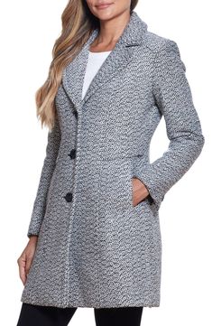 Keep your style on point as the temperature drops with this woolly coat in a streamlined silhouette. 44% polyester, 40% wool, 8% acrylic, 8% rayon Dry clean Imported Mixed Print Dress, Mixing Prints, Long Coat, Copenhagen, Dresses Online, Print Dress, Wrap Dress, Asos, Latest Trends