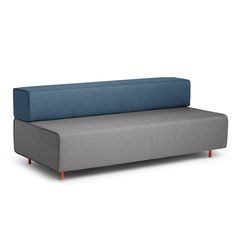 Modern two-tone sectional sofa with blue and gray upholstery on a white background. (Gray-Dark Blue) Booth Sofa, Raising Desk, Power Naps, Party Lounge, Phone Booth Office, Personal Workspace, Modern Office Furniture, Lounge Party, Power Nap