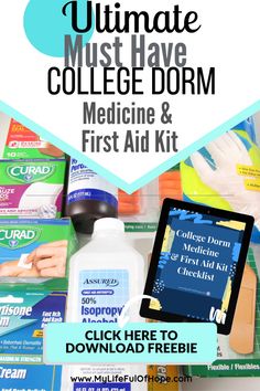 College First Aid Kit List, Medicine List For College, First Aid Kit For College Students, Dorm Medicine Kit, First Aid Organization, Freshmen Year Survival Kit, Dorm Tips