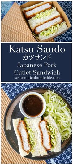 japanese pork cutlet sandwich with lettuce and sauce