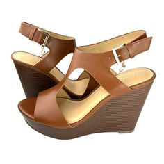 Thalia Sodi VALLERIP Wedge Sandals Women's Shoes -New with Box -Brand: Thalia Sodi -Color: Cognac -Size: 10M -Material: Faux Leather -Comfort Padded Insole -Platform Height: 1.25 Inch -Heel Height: 4.75 Inch -T-Strap -Round Toe -Slingback -Cushioned Insole -Adjustable Buckle Closure -Made in China Elegant Brown Open Toe Wedge Sandals, Elegant Brown Platform Wedge Sandals, Brown Round Toe Wedge Sandals For Formal Occasions, Brown Open Toe Wedge Sandals For Formal Occasions, Brown Wedge Heel Sandals For Formal Occasions, Formal Brown Platform Wedge Sandals, Brown Wedge Sandals With Removable Insole For Formal Occasions, Brown Formal Wedge Sandals With Removable Insole, Formal Brown Closed Toe Wedge Sandals