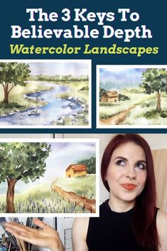 Watercolor Best Tips for Beginners Landscapes Watercolor Landscape Tutorial, Watercolor Painting Tips, Atmospheric Perspective, Landscape Tutorial, Linear Perspective, Aerial Perspective, Landscape Tips