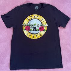 Guns And Roses 2021 Tour T-Shirt, Black. Size Xl. Never Worn Before Black Crew Neck T-shirt With Rose Print, Black Short Sleeve T-shirt With Rose Print, Black Rose Print Short Sleeve T-shirt, Streetwear Crew Neck T-shirt With Rose Print, Streetwear Rose Print Crew Neck T-shirt, Black Cotton T-shirt With Rose Print, Tour T Shirts, Tee Shirts, Roses