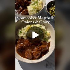 slow cooker meatballs onions and gravy