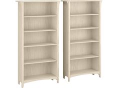 two white bookcases side by side on a white background