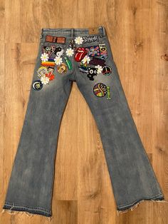 Vintage Flare Jeans Patched Jeans Upcycled Patched Jeans 70's Inspired Jeans 60's Inspired Jeans Bellbottom Jeans All Sizes Available - Etsy Jeans With Patches, Vintage Flare Jeans, Diy Crafts For Girls, Biker Shirts, Vintage Flare, Biker Chick, Patched Jeans, Streetwear Fashion Women, Personalized Clothes