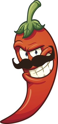 a cartoon red pepper with a mustache