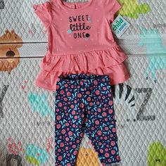 Includes Shirt And Pants, New With Tags, No Rips Stains Or Smells Cute Cotton Pants For Playwear, Cute Summer Playwear Pants, Casual Playtime Pants, Casual Stretch Sets For Playwear, Cute Spring Playwear Pants, Cute Playwear Pants For Spring, Pink Summer Playwear Pants, Casual Fitted Playwear Sets, Casual Stretch Pants For Playtime