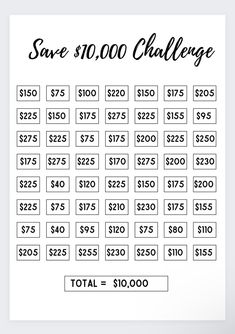 a poster with the words save $ 10, 000 challenge on it