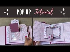 someone is making a pop up book with pink paper and flowers on the pages,